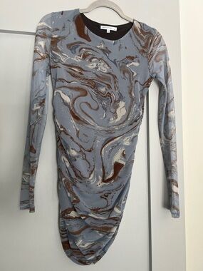 Antistar Marbled Long-Sleeve Bodycon Ruched Dress Tunic